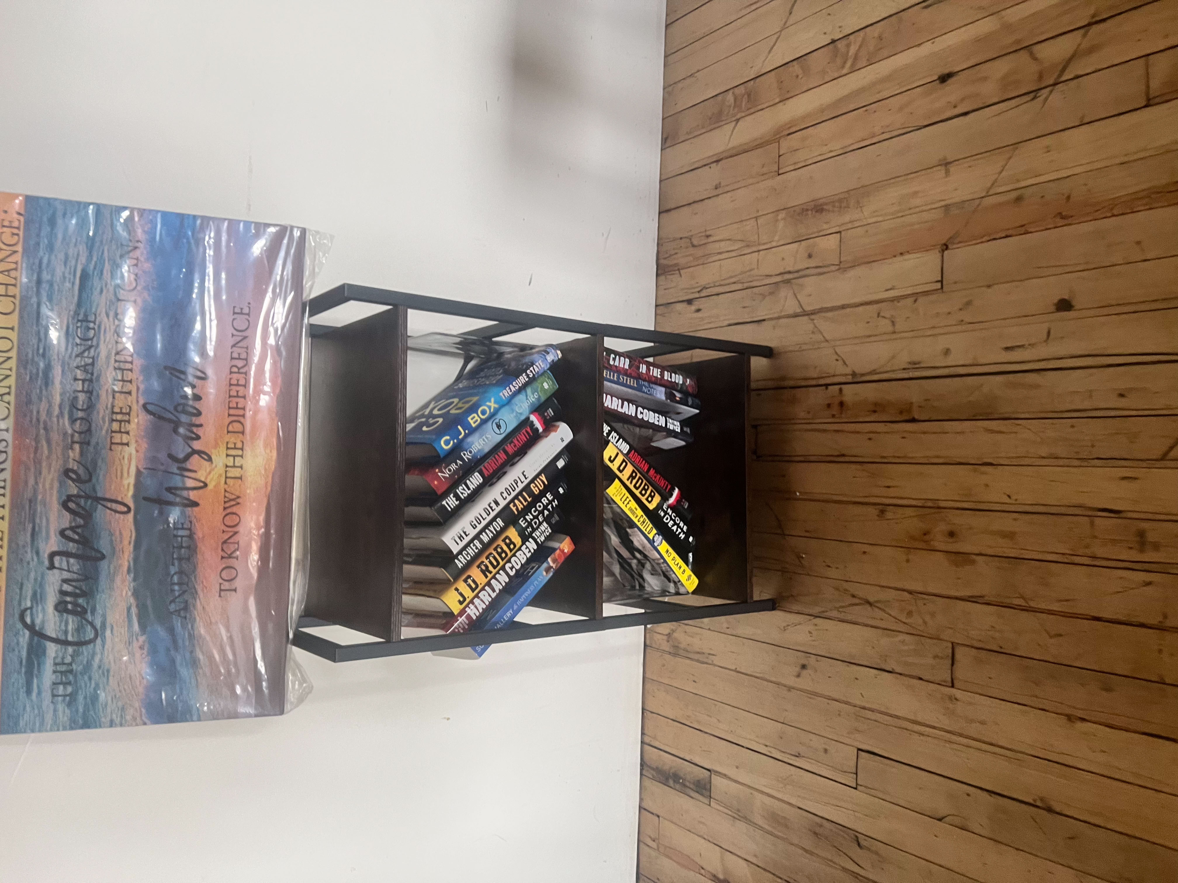 Literacy Hub bookshelf with inspirational poster