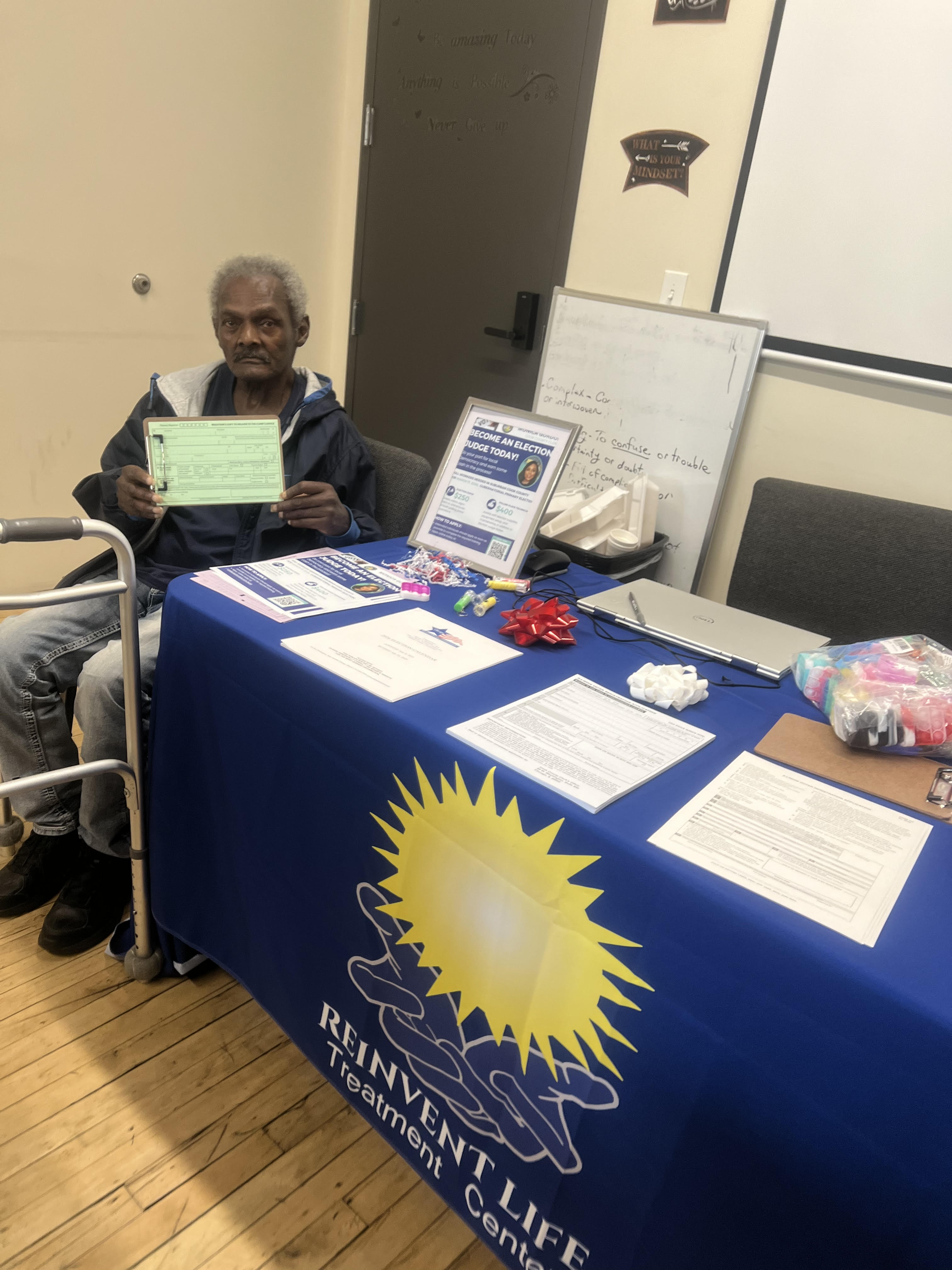 Staff and volunteers at voter drive event